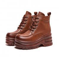 29188嫔妃丽人头层牛皮复古民族简约坡跟厚底简约舒适小个子休闲时尚百搭马丁靴（91靴）