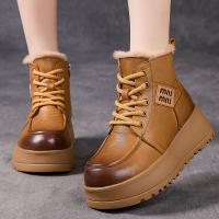 12511嫔妃丽人头层牛皮时尚厚底坡跟复古简约新中式超厚保暖防滑冬季短靴（NI靴）